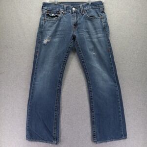 True Religion Jeans Mens 32 Billy Relaxed Bootcut Flap Pocket Cotton Denim Blue